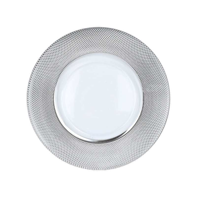 Luxury Diamond-Grid Glass Charger Plates