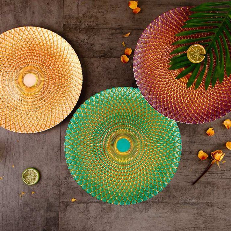 Luxury Iridescent 3D Diamond Glass Charger Plates