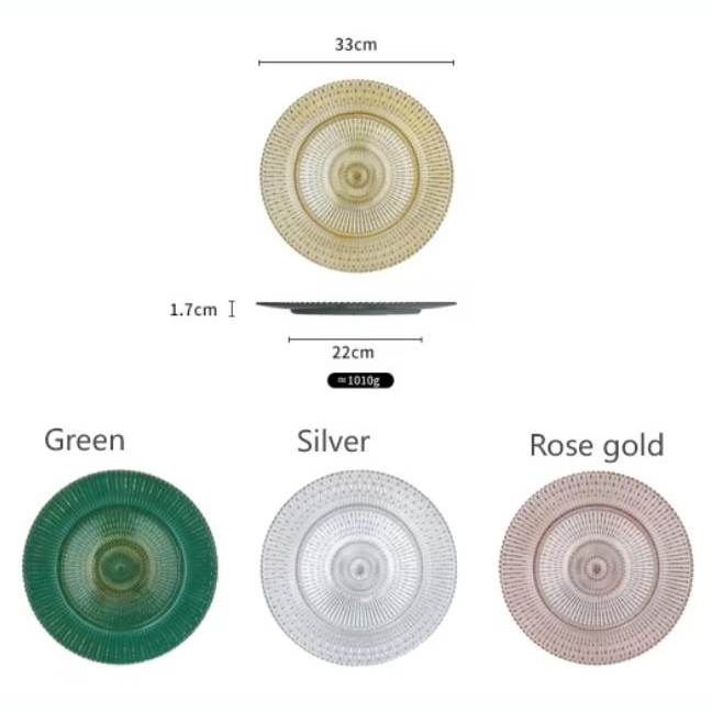 Luxury Vintage Radial Beaded Glass Charger Plates