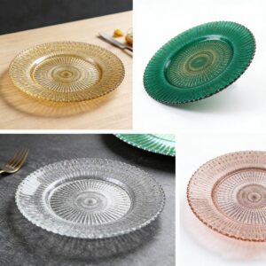 Luxury Vintage Radial Beaded Glass Charger Plates
