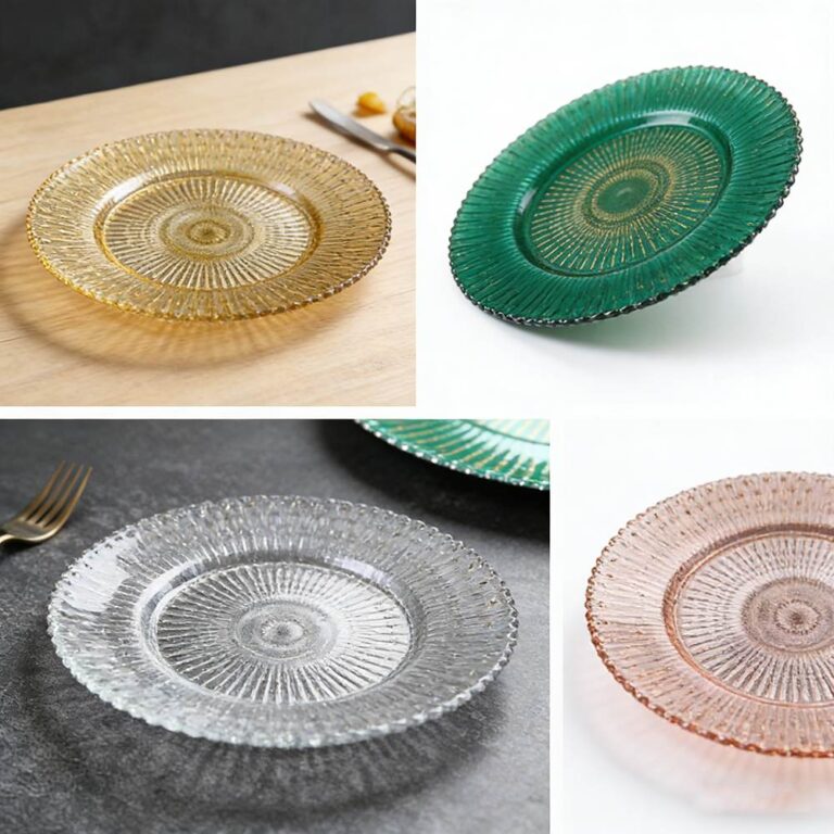 Luxury Vintage Radial Beaded Glass Charger Plates