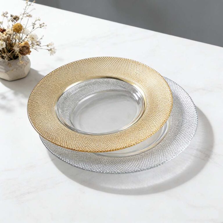 custom glass charger plate