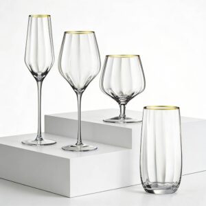 Luxury Gold-Rimmed Crystal Glass Set