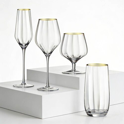 Luxury Gold-Rimmed Crystal Glass Set