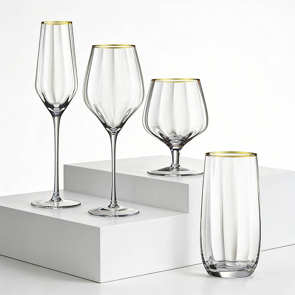 Luxury Gold-Rimmed Crystal Glass Set