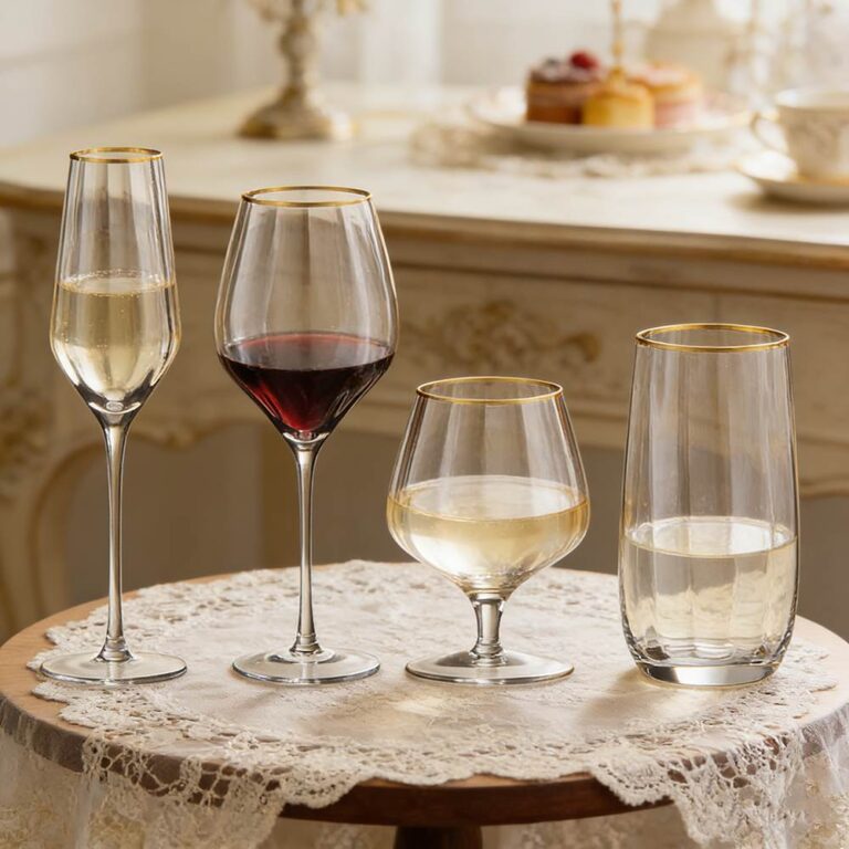 Luxury Gold-Rimmed Crystal Glass Set