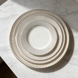 Luxury Gold-Rimmed Radial Pattern Bone China Wedding Plate Set