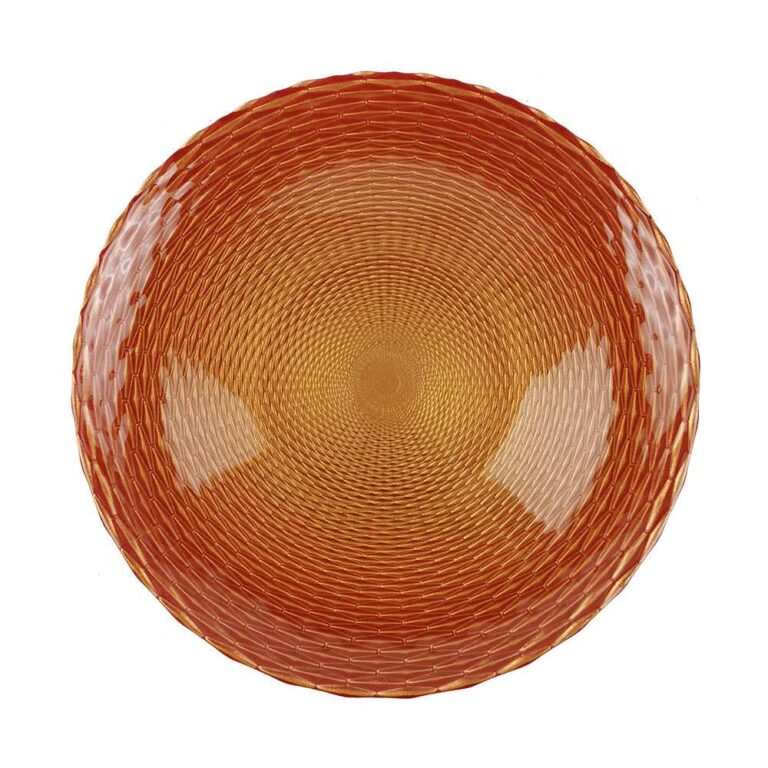 Warm Brown Woven Texture Glass Charger Plate