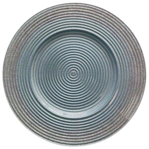 Luxury Iridescent Concentric Ribbed Glass Charger Plate