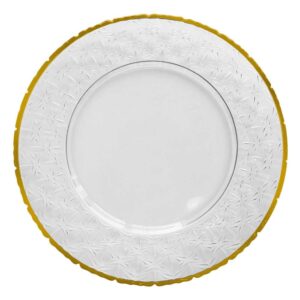 Luxury Gold Rimmed Starburst Pattern Glass Charger Plate