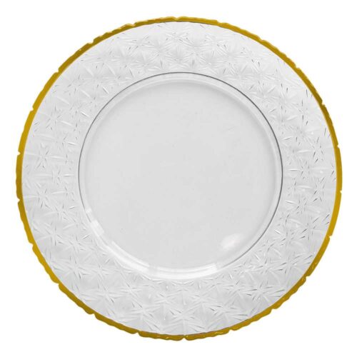 Luxury Gold Rimmed Starburst Pattern Glass Charger Plate