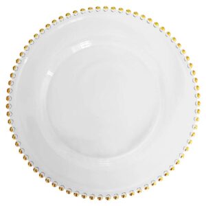 Luxury Gold Beaded Glass Charger Plate