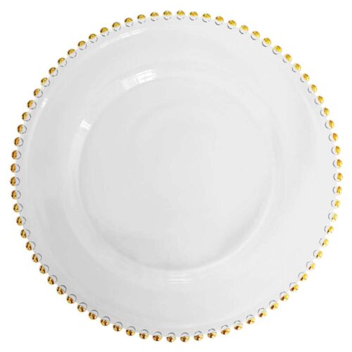 Luxury Gold Beaded Glass Charger Plate