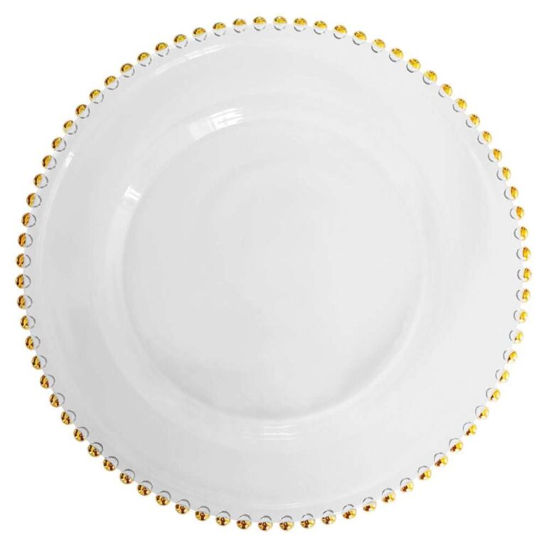 Luxury Gold Beaded Glass Charger Plate