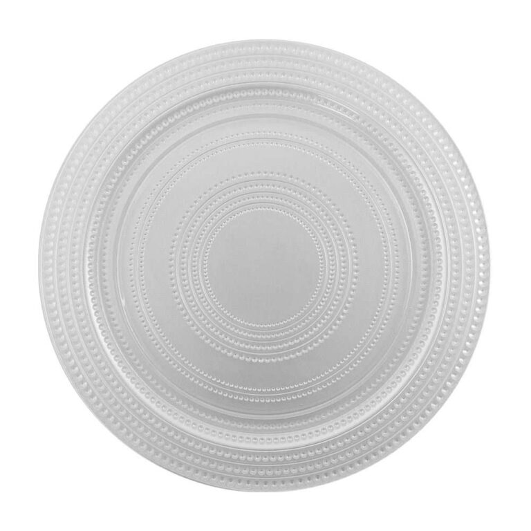 Luxury Concentric Beaded Pattern Clear Glass Charger Plate