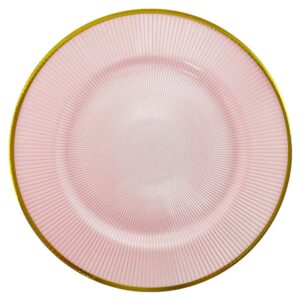 Luxury Pink Gold Rimmed Sunburst Glass Charger Plate