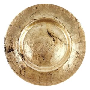 Vintage Gold Crackle Art Glass Charger Plate