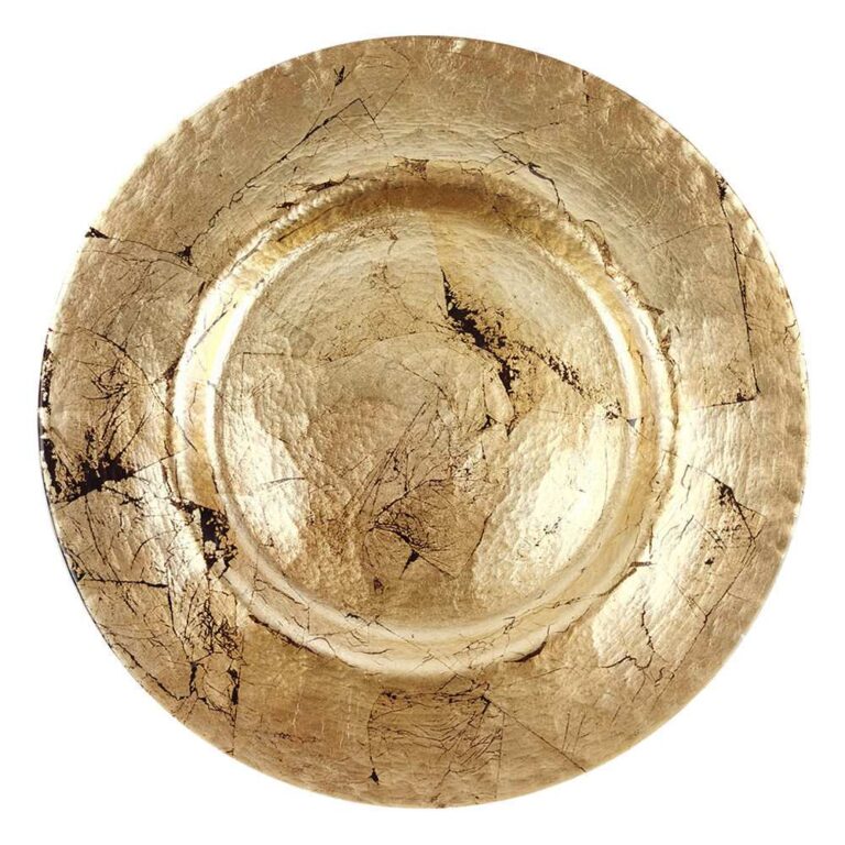 Vintage Gold Crackle Art Glass Charger Plate