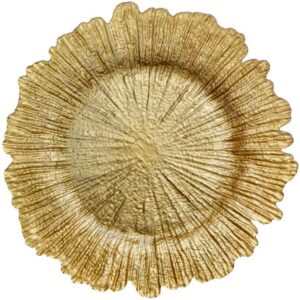 Luxury Tree-Textured Flower Shaped Glass Charger Plate