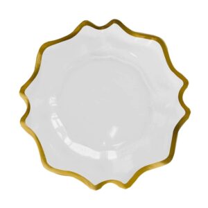 Luxury Gold Rimmed Wavy Edge Glass Charger Plate