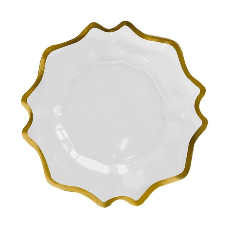 Luxury Gold Rimmed Wavy Edge Glass Charger Plate