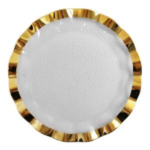 Luxury Gold Rimmed Wavy Hammered Glass Charger Plate