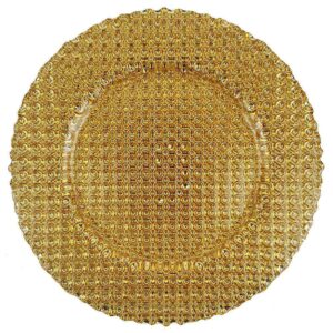 Luxury Full Gold Beaded Glass Charger Plate