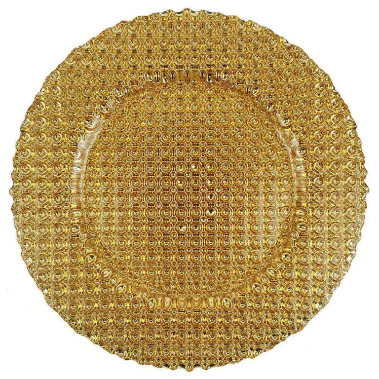 Luxury Full Gold Beaded Glass Charger Plate