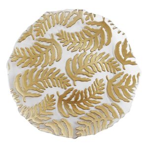 Luxury Gold Plated Fern Leaf Glass Charger Plate