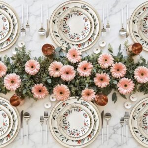 Luxury Hand Painted Floral Gold Rimmed Bone China Dinnerware Set