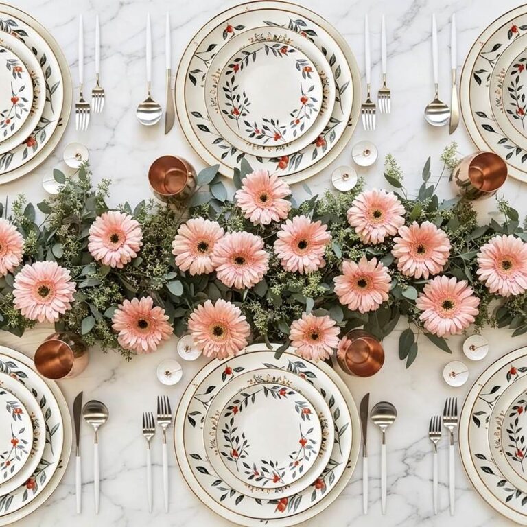 Luxury Hand Painted Floral Gold Rimmed Bone China Dinnerware Set