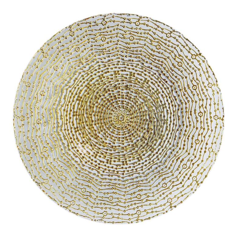 Luxury Gold-Plated Water Ripple Glass Charger Plate