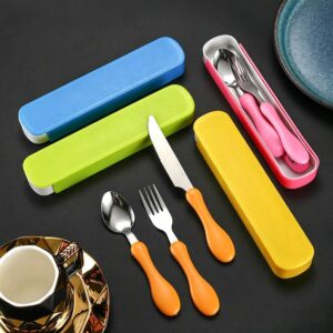 Portable 304 Stainless Steel Kids Fork and Spoon Set with Custom LOGO