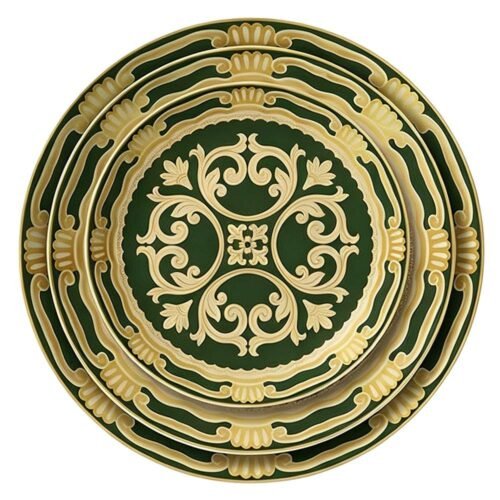 Vintage Royal Dark Green Gold Rimmed Bone China Dinnerware Set