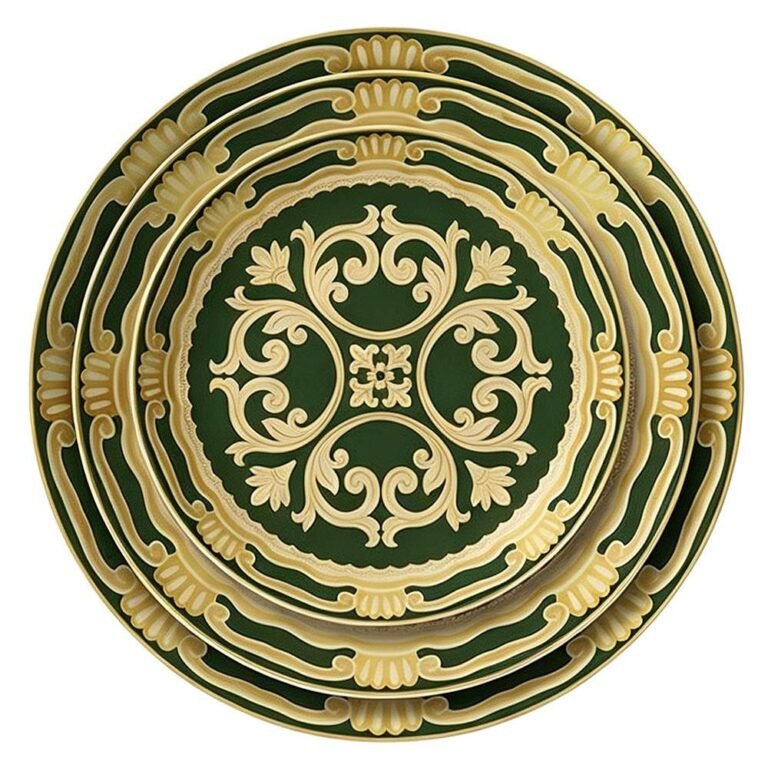 Vintage Royal Dark Green Gold Rimmed Bone China Dinnerware Set