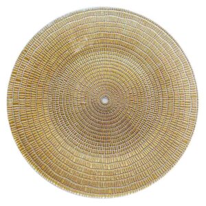 Luxury Gold Plated Mosaic Texture Glass Charger Plate