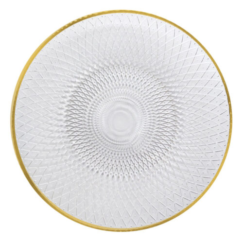 Luxury Gold Rimmed Radial Diamond Glass Charger Plate