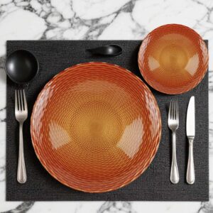 Warm Brown Woven Texture Glass Charger Plate