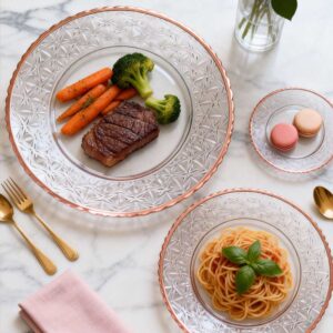 Luxury Gold Rimmed Starburst Pattern Glass Charger Plate