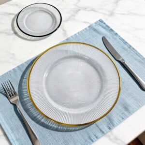 Luxury Pink Gold Rimmed Sunburst Glass Charger Plate