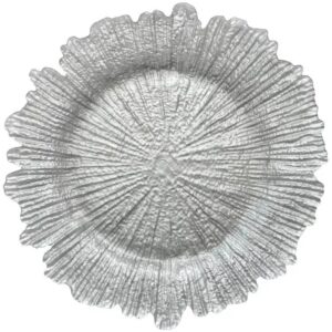 Luxury Tree-Textured Flower Shaped Glass Charger Plate