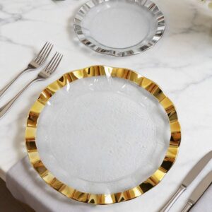 Luxury Gold Rimmed Wavy Hammered Glass Charger Plate