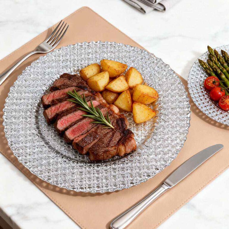 Luxury Full Gold Beaded Glass Charger Plate