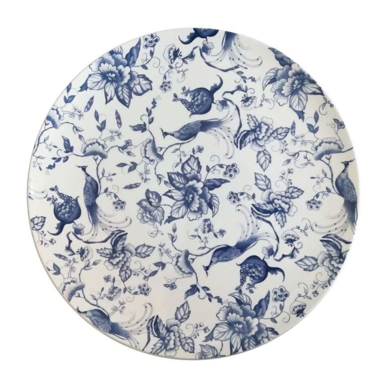 Luxury Blue White Peacock Floral Bone China Dinnerware Set