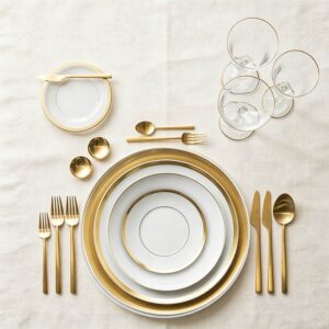 Classic Double Gold Rimmed Bone China Dinnerware Set