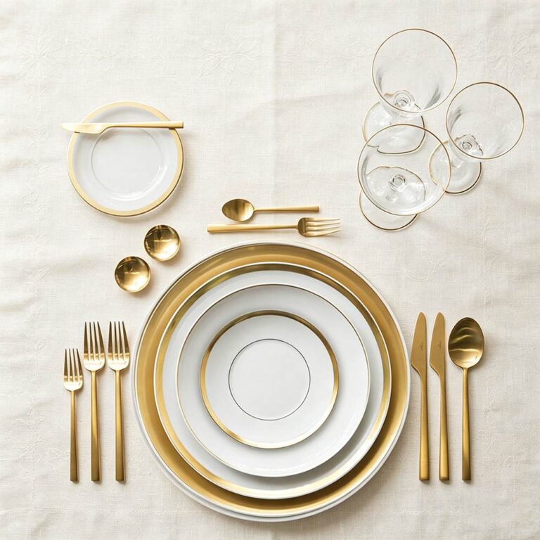Classic Double Gold Rimmed Bone China Dinnerware Set