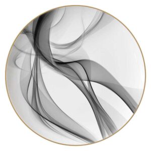 Modern Art Smoke Pattern Gold-Rimmed Bone China Dinnerware Set