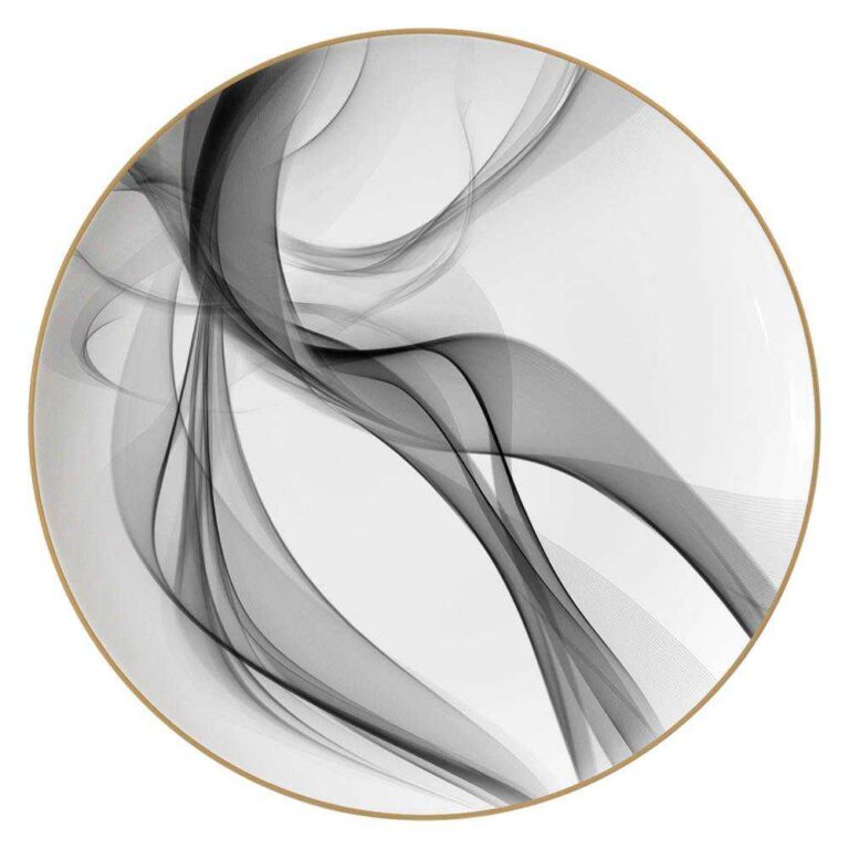 Modern Art Smoke Pattern Gold-Rimmed Bone China Dinnerware Set