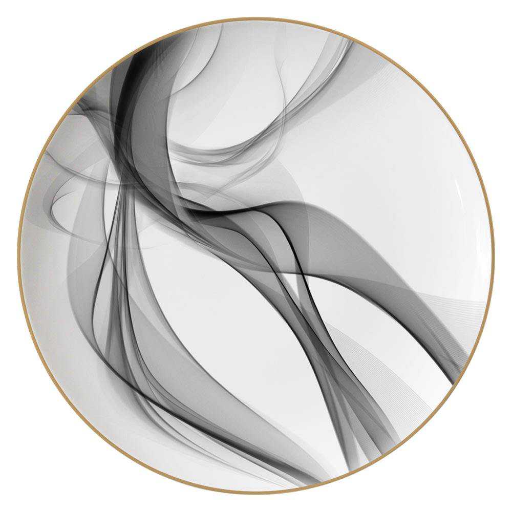 Modern Art Smoke Pattern Gold-Rimmed Bone China Dinnerware Set