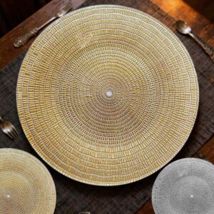 Luxury Gold Plated Mosaic Texture Glass Charger Plate
